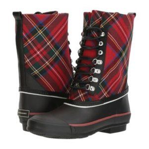 Burberry Rowlette Mid-Calf Check Rain Boots 35